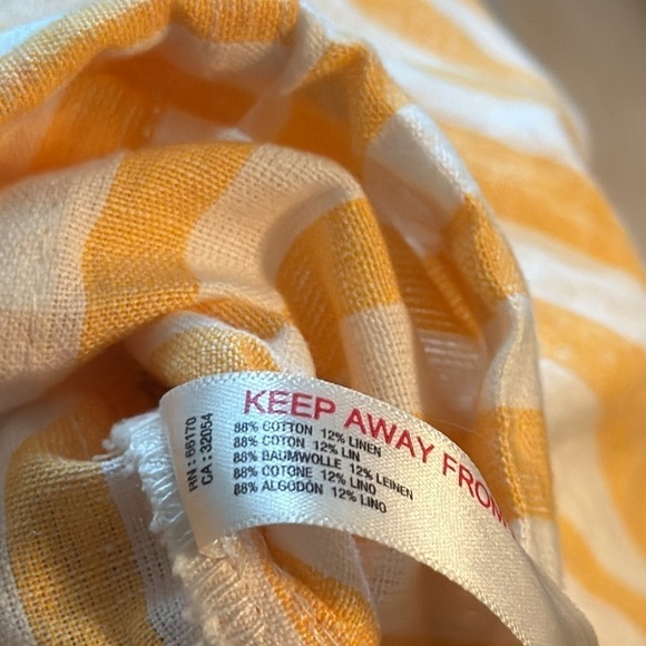 Free People Freddie Stripe crop buttoned down long sleeves cotton linen blend S - Picture 8 of 9